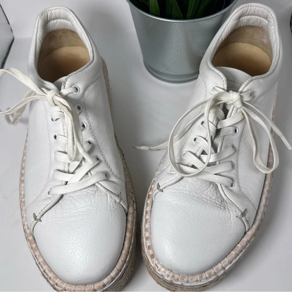 Rag & Bone Kent Platform Leather & Jute Espadrille Sneakers White 38 Classic‎ - Picture 4 of 12